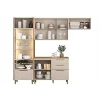 Kit Cozinha Modulada 4 Peças Atena (2aéreos+1balcão+1cristaleira) Cp06 Jequitiba-off White Fosco - Linea Brasil - 3