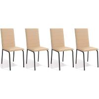 Kit 4 Cadeiras De Cozinha Amsterdã C091prf Aço 4 Un Preto-corano Bege - Kappesberg - 1