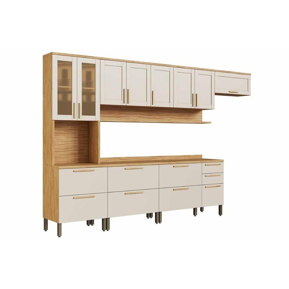 Kit Cozinha Modulada 6 Peças Riesling (3aéreos+2balcões+1paneleiro) C6p111 Amendoa-off White - Ronipa - 4