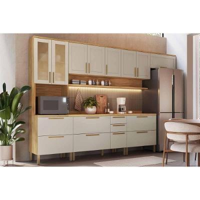 Kit Cozinha Modulada 6 Peças Riesling (3aéreos+2balcões+1paneleiro) C6p111 Amendoa-off White - Ronipa