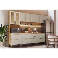 Kit Cozinha Modulada 6 Peças Riesling (3aéreos+2balcões+1paneleiro) C6p111 Amendoa-off White - Ronipa - 1