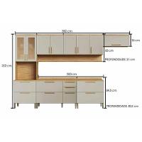 Kit Cozinha Modulada 6 Peças Riesling (3aéreos+2balcões+1paneleiro) C6p111 Amendoa-off White - Ronipa - 2