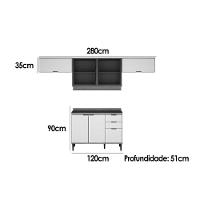 Kit Cozinha Modulada 4 Peças Alpha (3aéreos+1balcão) C4p180 Branco - Carraro - 2