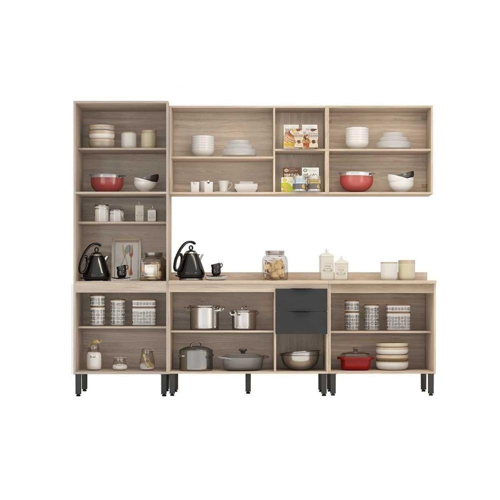 Kit Cozinha Modulada 6 Peças Firenze (2aéreos+2balcões+1paneleiro+1complemento) C6p126 Amendola-nude Prime Tx - Demóbile - 3