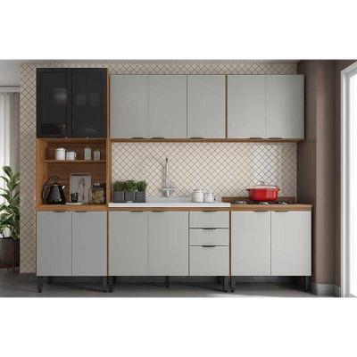 Kit Cozinha Modulada 6 Peças Firenze (2aéreos+2balcões+1paneleiro+1complemento) C6p126 Amendola-nude Prime Tx - Demóbile