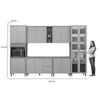 Kit Cozinha Modulada 6 Peças Allure (2aéreos+2balcões+1cristaleira+1paneleiro) Cp16 Jequitiba-gris Fosco - Linea Brasil