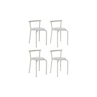 Kit 4 Banquetas Sala Jantar 105 4 Uni Prata-courano Branco - Carraro