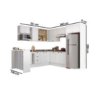 Kit Cozinha Modulada 15 Peças Bella 1 (5aéreos+5balcões+1ilha+4complementos) C15p58 Branco-carraro - 3