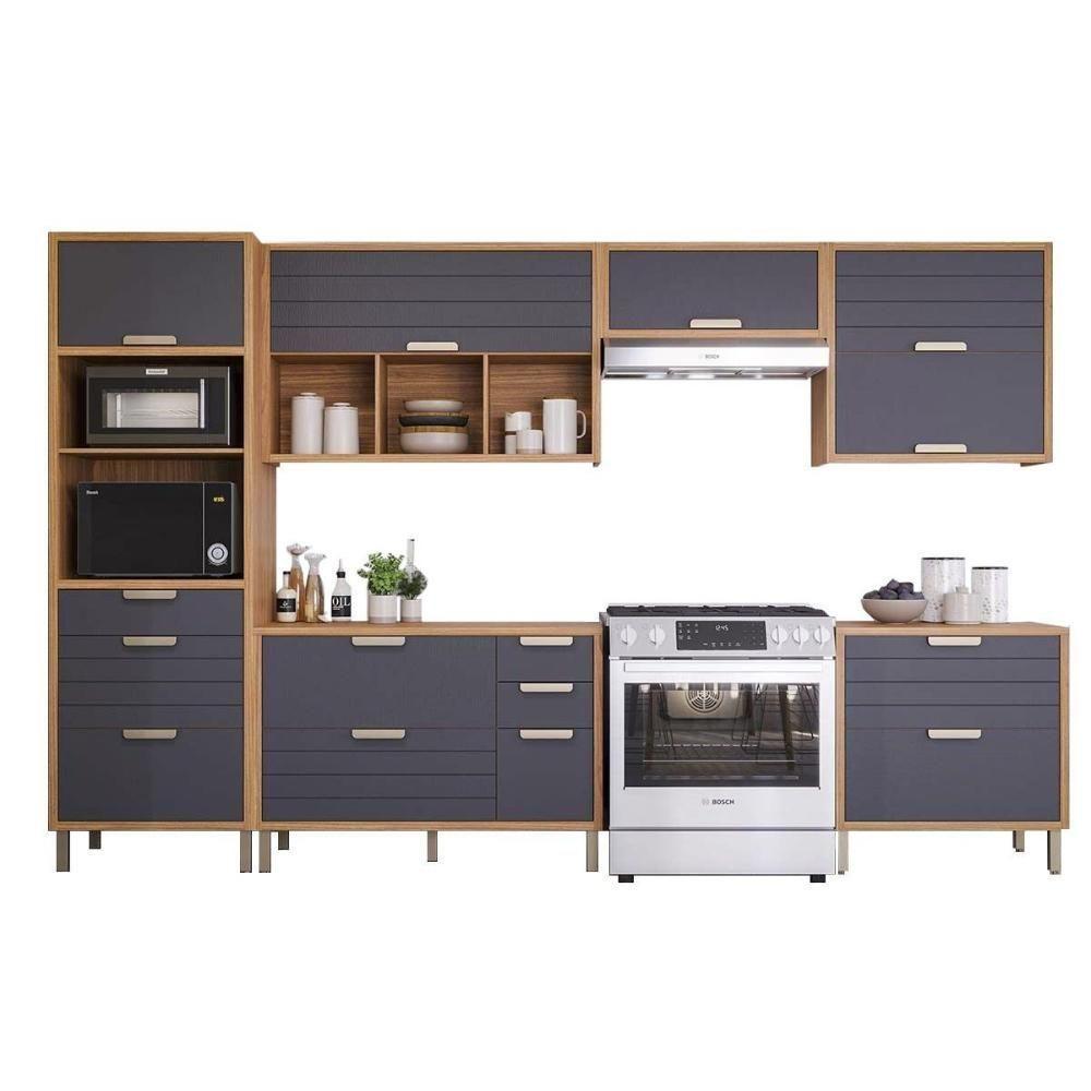 Kit Cozinha Completa 6 Peças Eloise (3aéreos+2balcões+1paneleiro) Cz023 Freijo-titanium - Mgm - 4