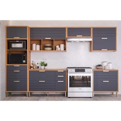 Kit Cozinha Completa 6 Peças Eloise (3aéreos+2balcões+1paneleiro) Cz023 Freijo-titanium - Mgm