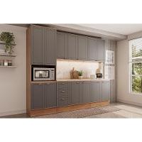 Kit Cozinha Modulada 5 Peças Bella (2aéreos+2balcões+1paneleiro) C5p121 Nogal-cinza - Carraro - 1