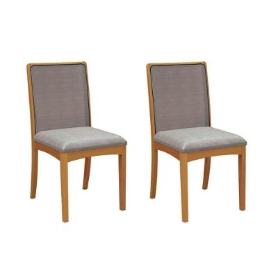 Kit 2 Cadeiras De Cozinha Lara 2cmm009ca Premium Madeira Maciça 2 Un Carvalho-linho Cinza-tela Grafite - Kappesberg