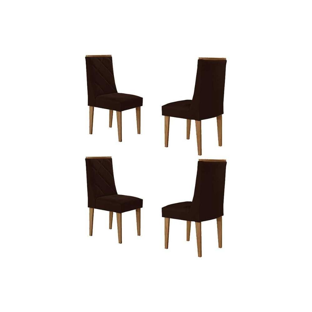 Kit 4 Cadeiras Sala Jantar Pietá 4 Un Madeira Capuccino-suede Marrom - Rufato - 1