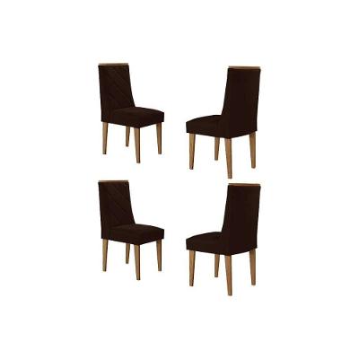 Kit 4 Cadeiras Sala Jantar Pietá 4 Un Madeira Capuccino-suede Marrom - Rufato