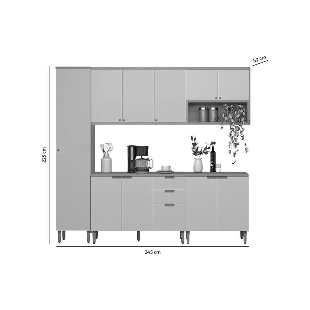 Kit Cozinha Modulada 5 Peças Selene (2balcões+2aéreos+1paneleiro) Cp24 Jequitiba-off White Fosco - Linea Brasil - 4