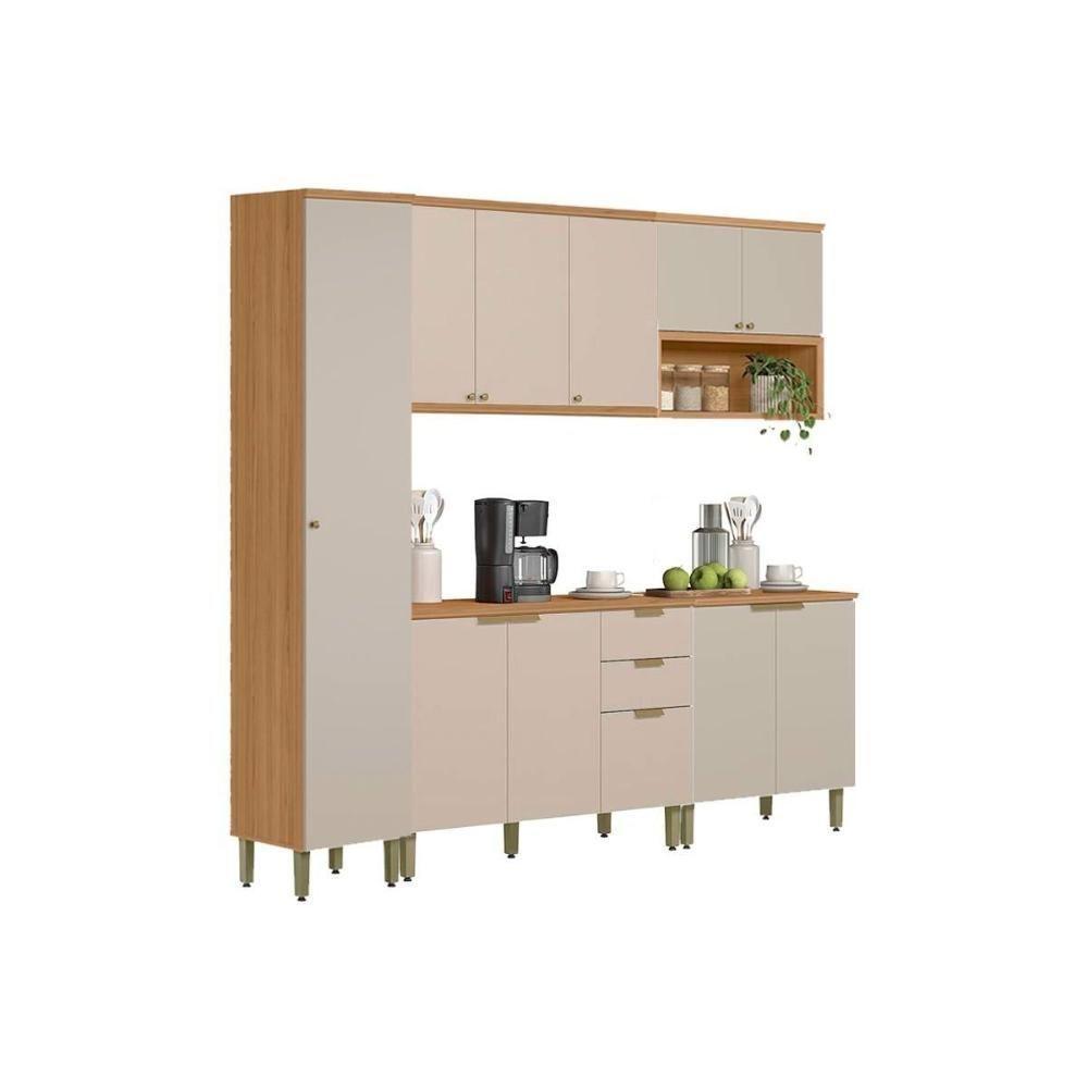 Kit Cozinha Modulada 5 Peças Selene (2balcões+2aéreos+1paneleiro) Cp24 Jequitiba-off White Fosco - Linea Brasil - 8