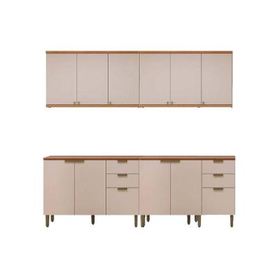 Kit Cozinha Modulada 4 Peças Selene (2balcões+2aéreos) Cp21 Jequitiba-off White Fosco - Linea Brasil