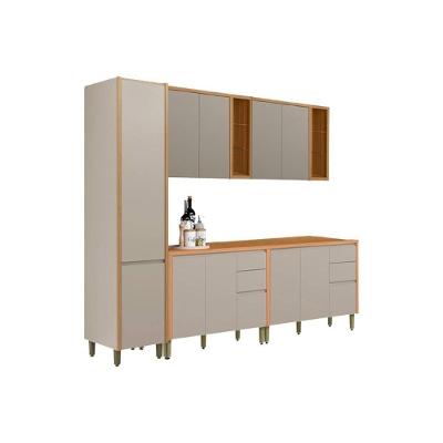 Kit Cozinha Modulada 5 Peças Allure (2aéreos+2balcões+1paneleiro) Cp30 Jequitiba-gris Fosco - Linea Brasil