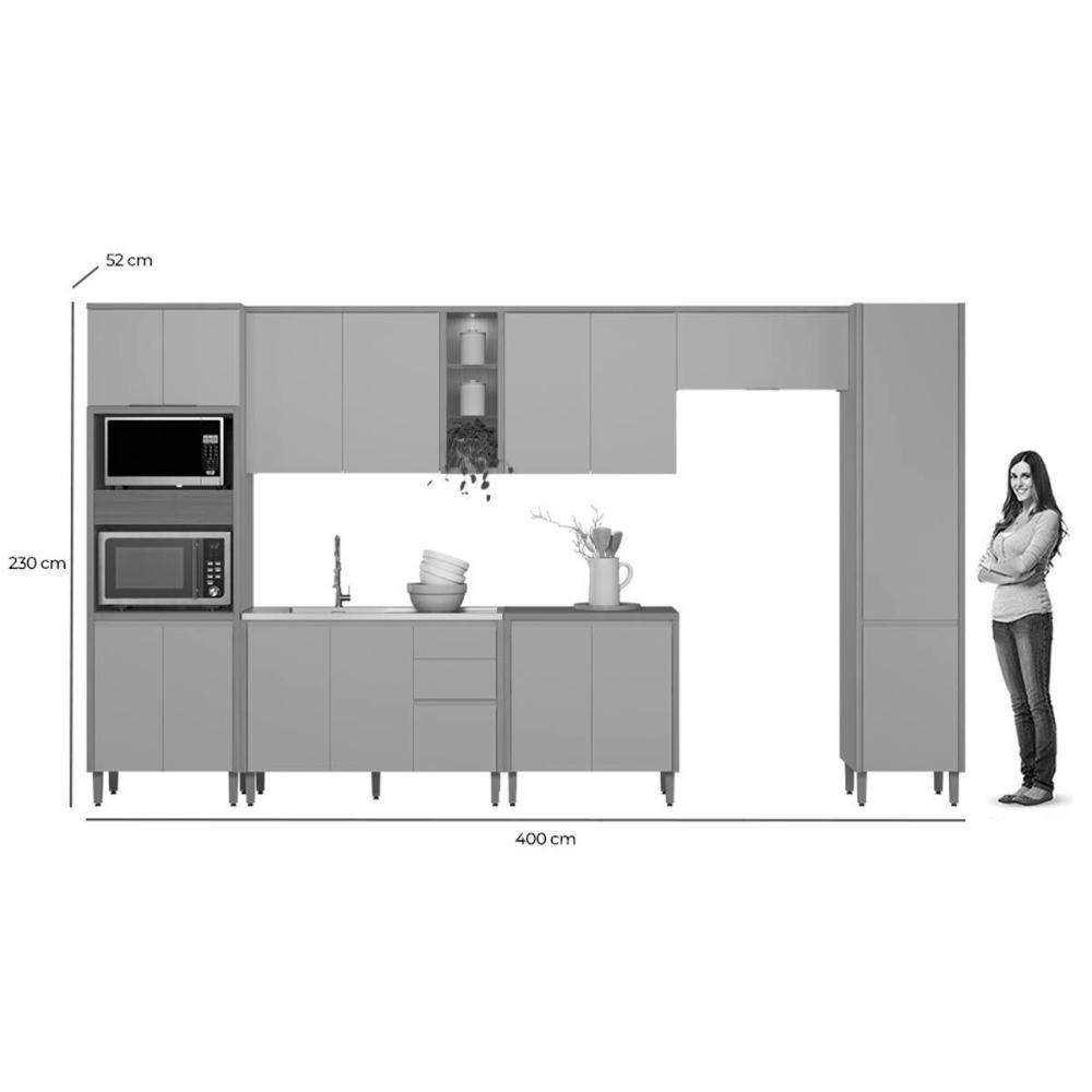 Kit Cozinha Modulada 7 Peças Allure (3aéreos+2balcões+1paneleiro+1torrequente) Cp22 Jequitiba-gris Fosco - Linea Brasil - 4