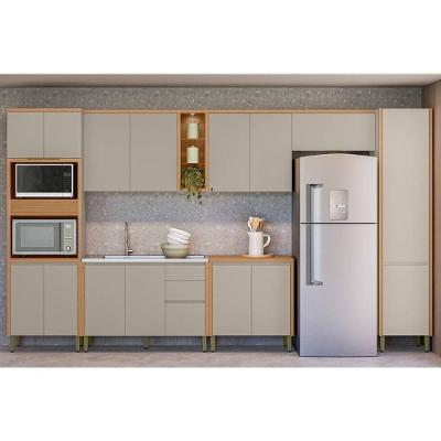 Kit Cozinha Modulada 7 Peças Allure (3aéreos+2balcões+1paneleiro+1torrequente) Cp22 Jequitiba-gris Fosco - Linea Brasil