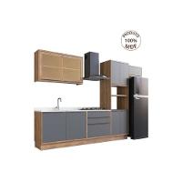 Kit Cozinha Modulada 6 Peças Versalis (2aéreos+2balcões+1torrequente+1complemento) C6p163 Freijo-cinza Argila - Herval - 6