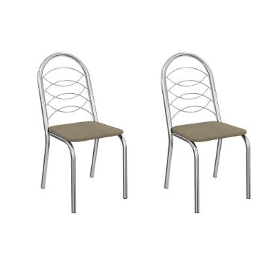 Kit 2 Cadeiras De Cozinha Holanda 2c009cr Aço 2 Un Cromado-boucle Bege Fendi - Kappesberg