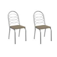 Kit 2 Cadeiras De Cozinha Holanda 2c009cr Aço 2 Un Cromado-boucle Bege Fendi - Kappesberg - 1