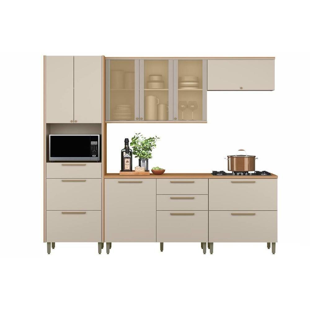 Kit De Cozinha Completa 5 Peças Atena (2aéreos+2balcões+1paneleiro) Cp05 Jequitiba-off White Fosco - Linea Brasil - 10