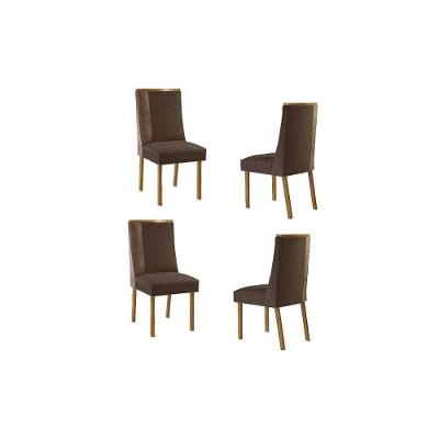 Kit 4 Cadeiras Sala Jantar Tilia 4 Un Naturalle-suede Marrom-corano Capuccino - Rufato