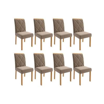 Kit 8 Cadeiras Sala Jantar Fernanda Wood 8 Un Carvalho-suede Joli Capuccino - Cimol