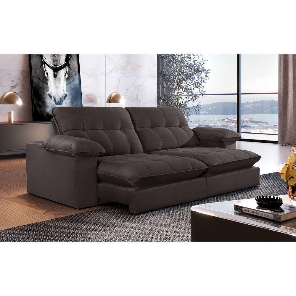 Sofá Retrátil Juiz De Fora 1,80m 2 Lugares Molas Ensac. Txr Marrom - 1