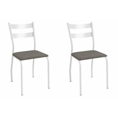 Kit 2 Cadeiras Sala Jantar Bali 2c141br Aço 2 Un Branco-linho Escuro - Kappesberg