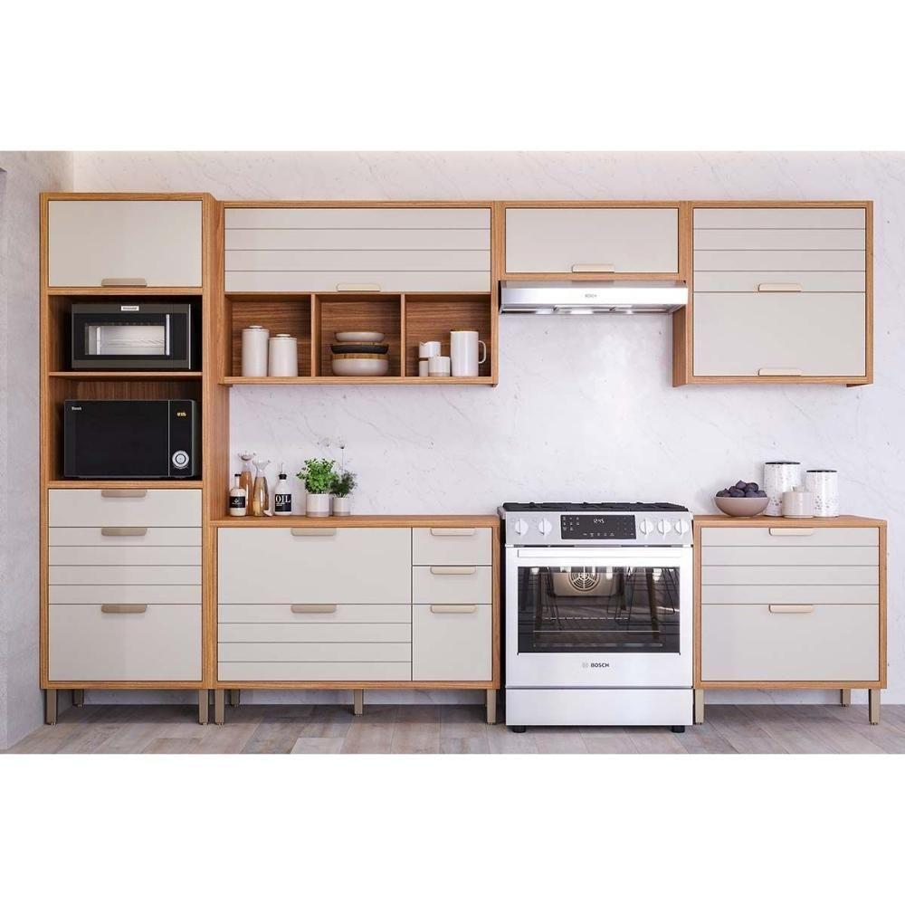 Kit Cozinha Modulada 6 Peças Eloise (3aéreos+2balcões+1paneleiro) Cz023 Freijo-off White - Mgm - 1