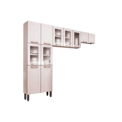 Kit de Cozinha Completa 3 Peças CPT81 11 Portas Aço 70cm Branco com Aéreos e Paneleiro