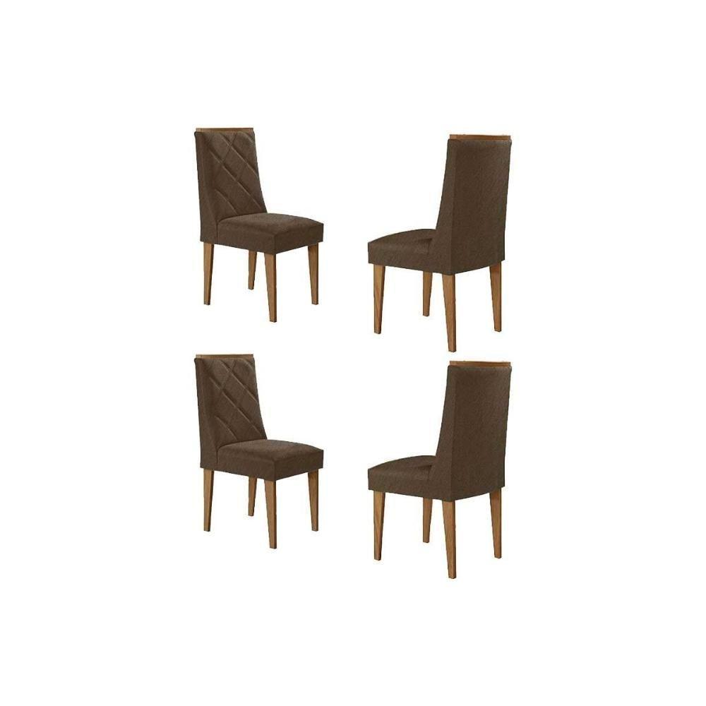 Kit 4 Cadeiras Sala Jantar Pietá 4 Un Madeira Capuccino-linho Capuccino - Rufato - 1