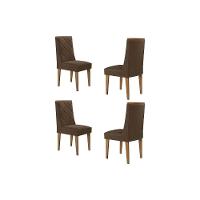 Kit 4 Cadeiras Sala Jantar Pietá 4 Un Madeira Capuccino-linho Capuccino - Rufato - 1