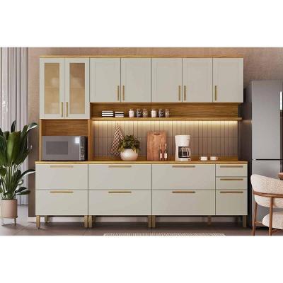Kit Cozinha Modulada 5 Peças Riesling (2aéreos+2balcões+1paneleiro) C5p141 Amendoa-off White - Ronipa