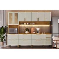 Kit Cozinha Modulada 5 Peças Riesling (2aéreos+2balcões+1paneleiro) C5p141 Amendoa-off White - Ronipa - 1