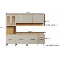 Kit Cozinha Modulada 5 Peças Riesling (2aéreos+2balcões+1paneleiro) C5p141 Amendoa-off White - Ronipa - 2