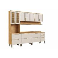 Kit Cozinha Modulada 5 Peças Riesling (2aéreos+2balcões+1paneleiro) C5p141 Amendoa-off White - Ronipa