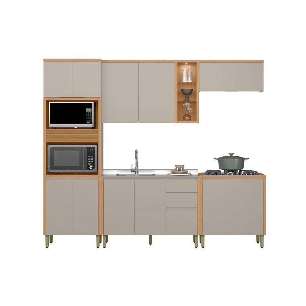 Kit Cozinha Modulada 5 Peças Allure (2aéreos+2balcões+1torrequente) Cp13 Jequitiba-gris Fosco - Linea Brasil - 6