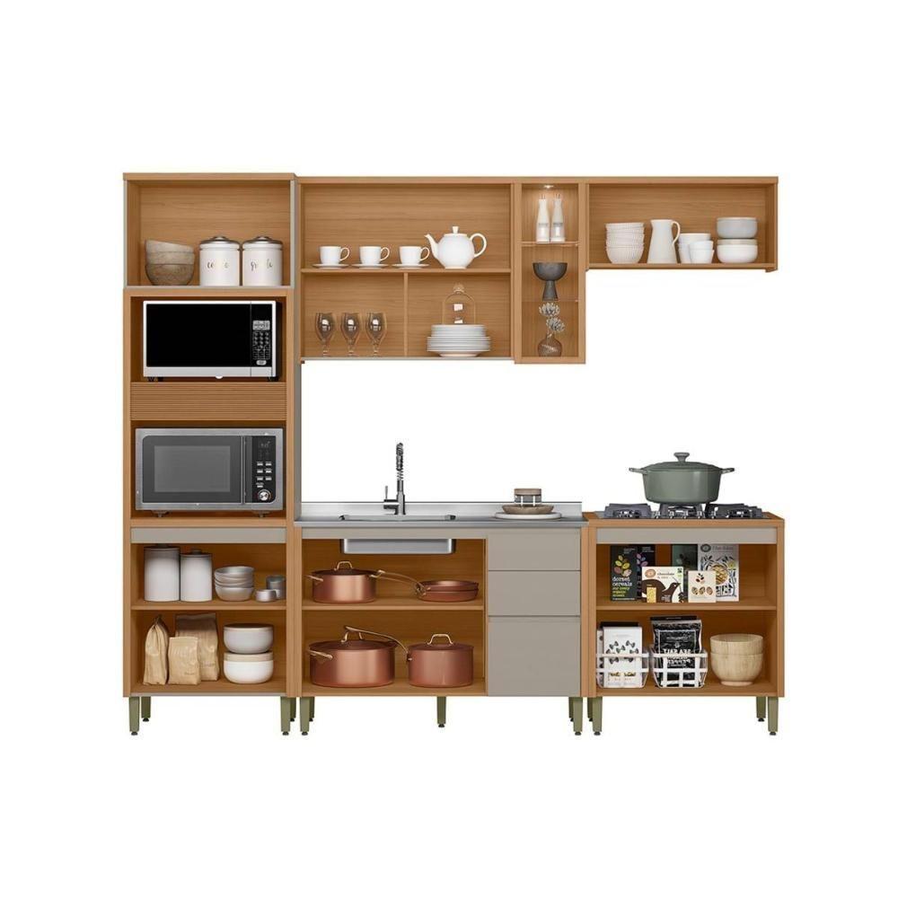 Kit Cozinha Modulada 5 Peças Allure (2aéreos+2balcões+1torrequente) Cp13 Jequitiba-gris Fosco - Linea Brasil - 8