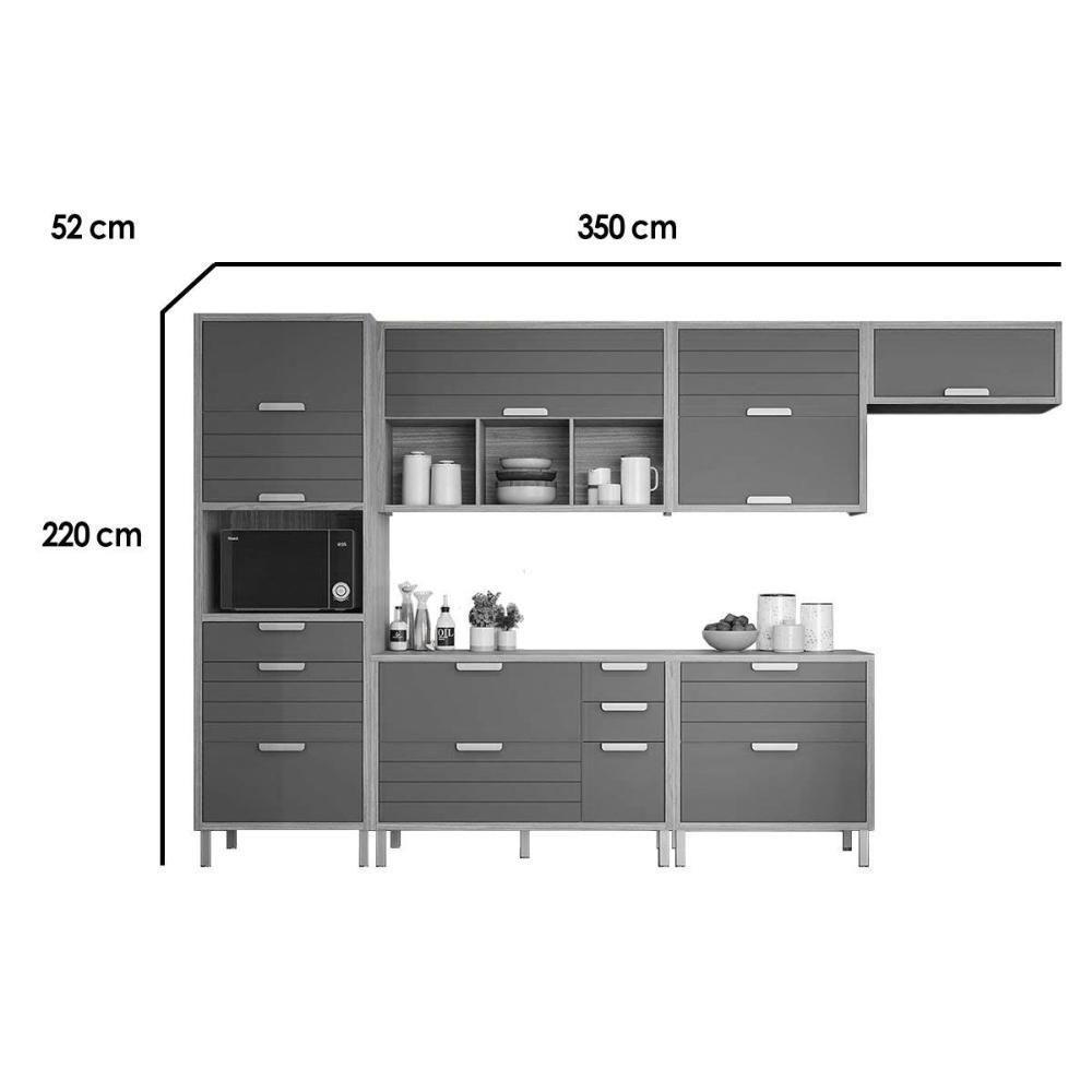 Kit Cozinha Completa 6 Peças Eloise (3aéreos+2balcões+1paneleiro) Cz026 Freijo-titanium - Mgm - 3