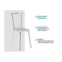 Kit 4 Cadeiras Sala Jantar 154 Aço 4 Uni Prata-courano Branco - Carraro - 3