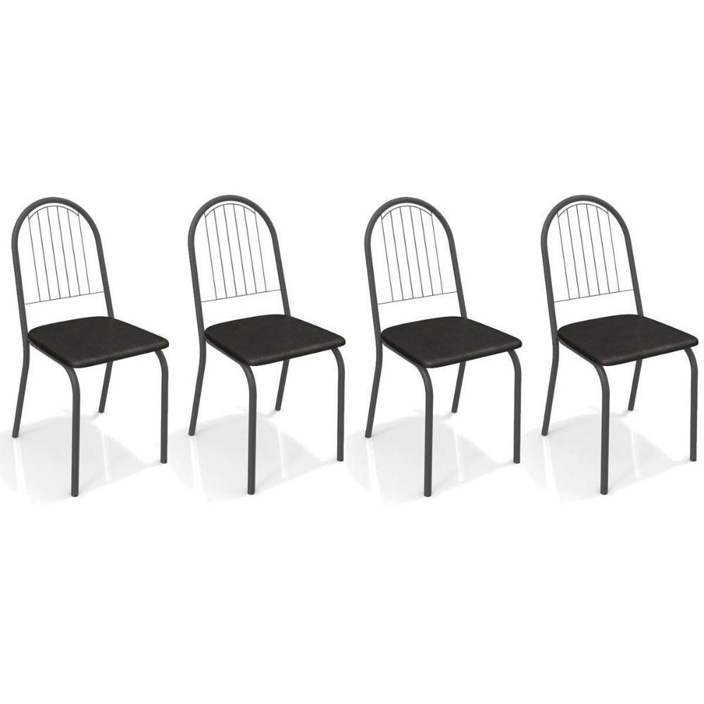 Kit 4 Cadeiras De Cozinha Noruega 2c077 4 Un Preto Fosco-courano Preto 110 - Kappesberg - 1