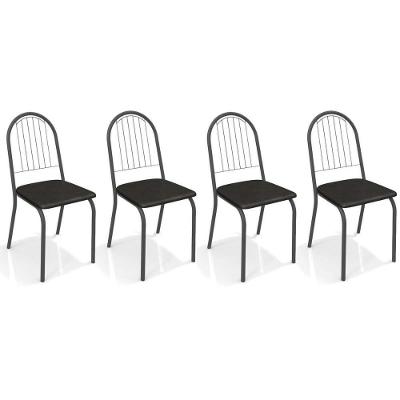 Kit 4 Cadeiras De Cozinha Noruega 2c077 4 Un Preto Fosco-courano Preto 110 - Kappesberg