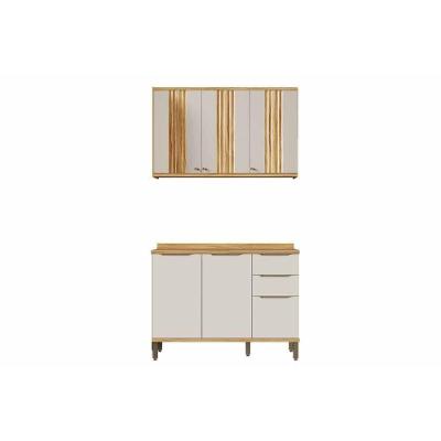 Kit Cozinha Modulada 2 Peças Sauvignon (1aéreo+1balcão) C2p62 Amendoa-off White-ronipa