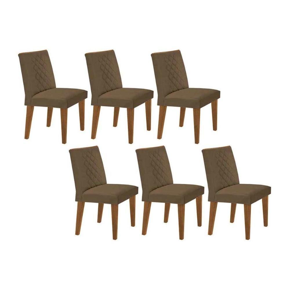 Kit 6 Cadeiras Sala Jantar Jade 6 Un Capuccino-suede Capuccino - Rufato - 1