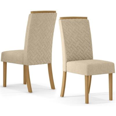 Kit 2 Cadeiras Sala De Jantar Malu Suede Linho Henn Suede Linho
