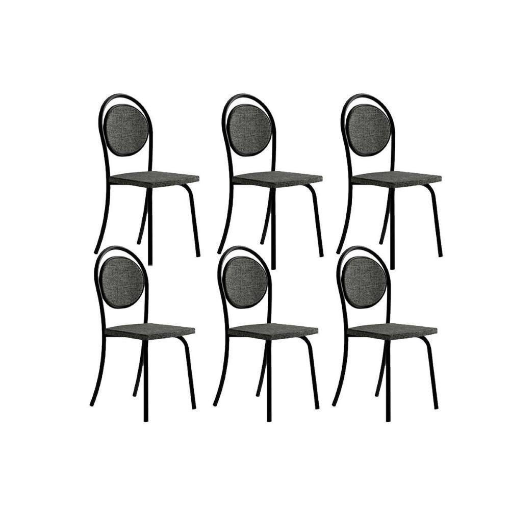 Kit 6 Cadeiras De Cozinha 1738 6 Uni Preto-grafite - Preto - Carraro - 1